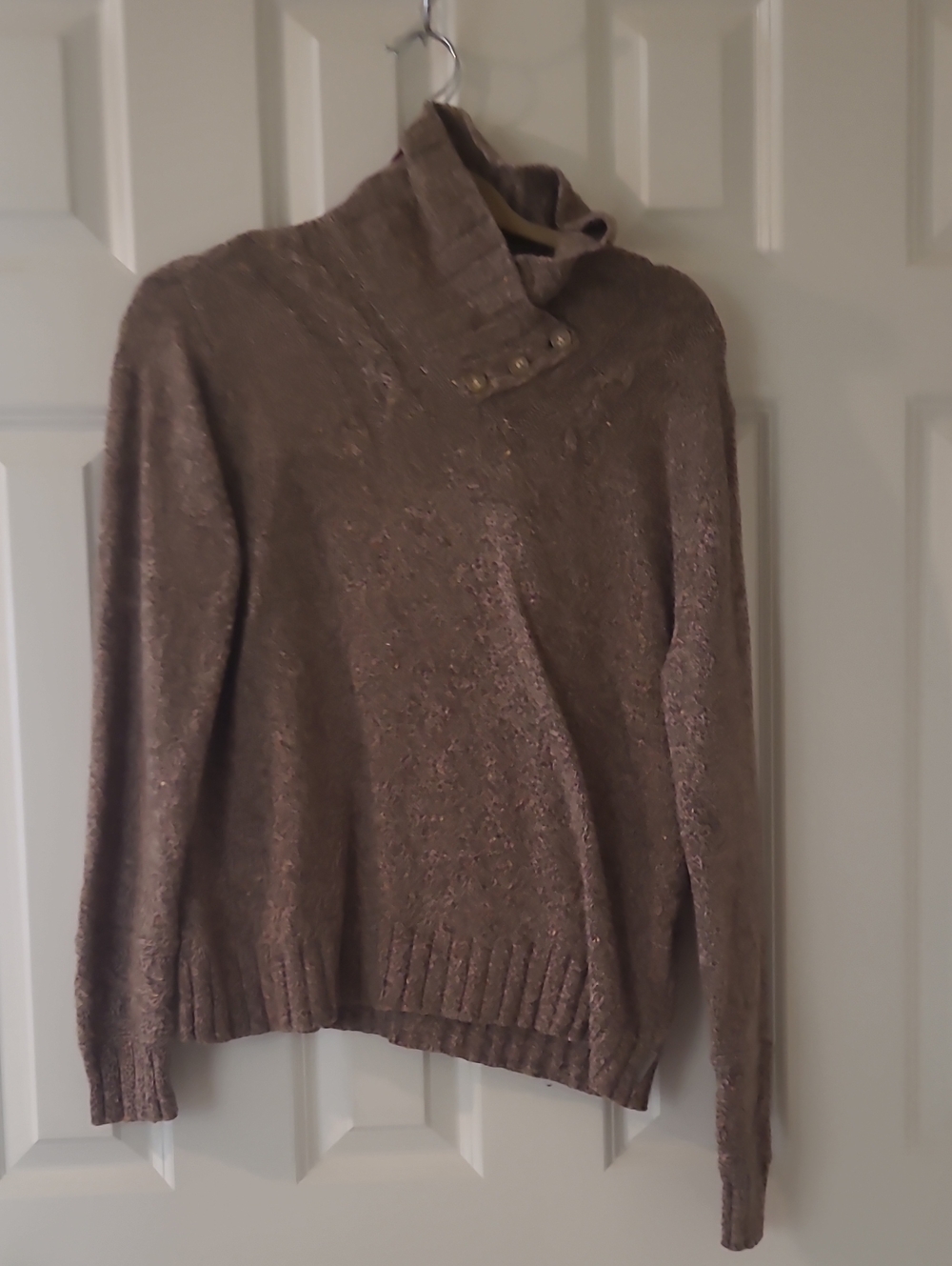 Woolrich Taupe Button Funnel-Neck Sweater